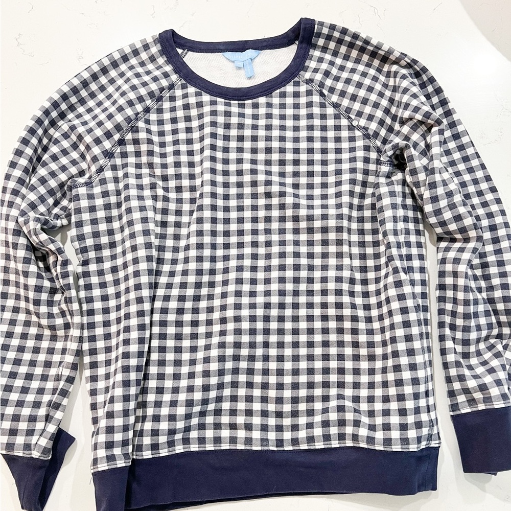 Draper James women’s navy gingham crewneck sweatshirt